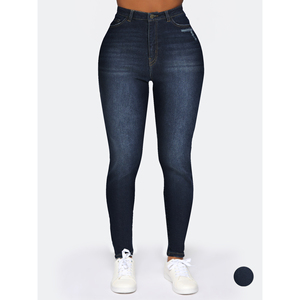 Paola Riboni Women's High <b>Waist</b> Skinny Denim <b>Jeans</b> Full Length Solid Color <b>Elastic</b> Fit Vintage Style Winter Summer Spring Autumn - Product Image 4