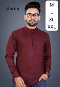 Wedding Party Causal Wear Cotton Men Kurta Hand Drawn Printing for All Sizes New <b>Presenting</b> Fashionable Trend Light Weight - Product Image 6