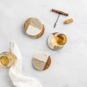 ที่รองแก้วทำจากไม้หินอ่อนทรงกลมสำหรับบ้านสำนักงานหรือโรงแรมบ้านอุ่นสำหรับวางแก้วและเครื่องดื่มทันสมัย - Product Image 6