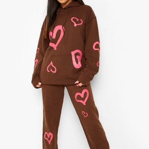 Ensemble de jogging à capuche surdimensionné pour femmes 100% coton Streetwear survêtements survêtement en polaire Tech personnalisé short épais sérigraphié - Product Image 1