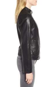 Chaqueta de Cuero de Piel de Oveja Acolchada y Elegante para Mujer con Tejido Impermeable y Ecológico, Color Personalizado - Product Image 2