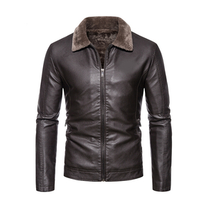Wholesale High Quality Custom Logo Genuine Leather <b>Jacket</b> Zipper up Black Autumn Plain <b>Jacket</b> for <b>Men</b> - Product Image 3