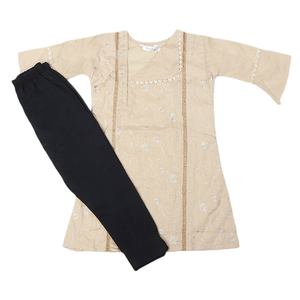 Traje de Algodón Bordado para Niñas, 2 Piezas - Color Fawn - Product Image 4