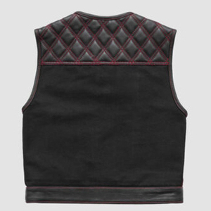 Último diseño Chalecos de motorista de color personalizado Hombres Chaqueta de cuero genuino de vaca natural Chaleco de motorista sin mangas para montar. - Product Image 2