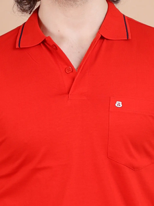 เสื้อยืดครึ่งแขนคอโปโลผ้าฝ้ายเมอร์เซไรซ์สำหรับสวมใส่สบายสไตล์ไร้กาลเวลายืดหยุ่น - Product Image 3