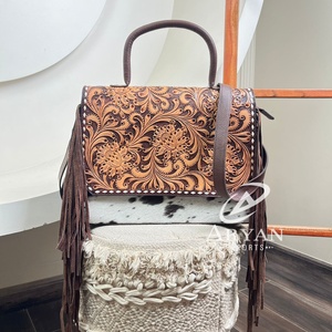 Hot Selling Luxury High Quality 2025 Designer Hand Tooled Leather Crossbody <b>Bag</b> Genuine Cowhide Leather <b>Shoulder</b> <b>Bag</b> for Women's - Product Image 1