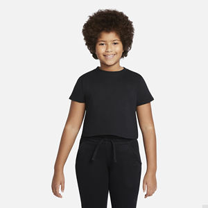2023 verano Crop Top camisetas para niñas Color sólido poliéster algodón cuello redondo Camiseta en blanco Crop Tops - Product Image 1