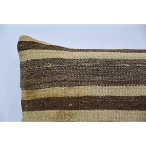 Beige 12x24 Inches Wool Kantha Rug Rustic Vintage Pattern <b>Pillow</b> Woven Technique - Product Image 2