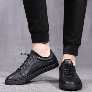 Chaussures de sport décontractées pour hommes en cuir véritable de vachette, à lacets, légères, respirantes, souples, couleur unie – Prix de gros - Product Image 4