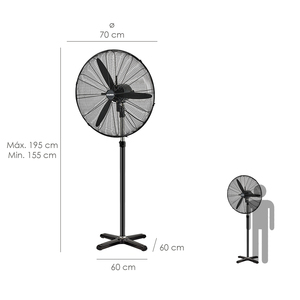 Pedestal Fan O/ 65 x 200 cm. Black Color 190 W. - Product Image 2