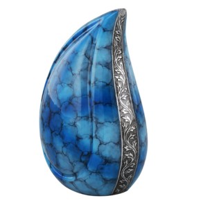 Fuego azul con diseño de grabado Urnas de cremación en forma de lágrima de latón Tendencia caliente Urnas de lágrima de cenizas humanas grandes - Product Image 1