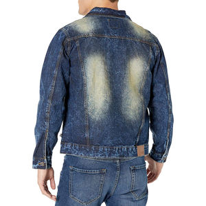 Veste en jean délavé à l'acide 100 % coton pour homme, avec logo personnalisé, style vintage, boutons recouverts, imprimée, pour l'extérieur - Product Image 4
