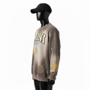 Sweat-shirt en molleton épais 350 GSM, dégradé de brun, broderie personnalisée, logo en strass, sweat-shirts basiques - Product Image 2