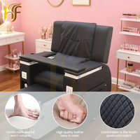 Fauteuil de pédicure inclinable noir avec bassin de trempage pour manucure, jet hydraulique et pompe de vidange pour salon de manucure et pédicure