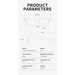 Lentes Inteligentes CY05 con Cámara HD de 8MP, Grabación de Video 1080P, Chat GPT, IA, Traducción en Tiempo Real, Reducción de Ruido ENC - Product Image 3