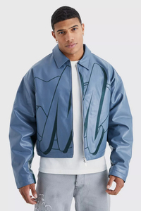 OEM Custom Men's Wool Baseball <b>Jacket</b> Varsity Style with Stand Collar for High Street Look Winter Wear - Product Image 4