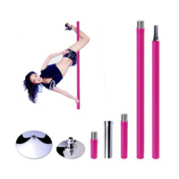 Barre de Danse Poledance d'Intérieur en Silicone de 45 mm pour la Maison, Fonction Statique + Tournante, Hauteur Réglable de 2,3 à 2,75 m