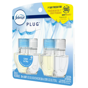 Febreze Plug In Air Freshener, Odor-Fighting Scented <b>Oil</b> Refill, Linen & Sky, 2 Refills - Product Image 4