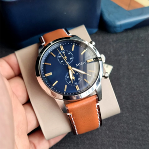 นาฬิกาโครโนกราฟผู้ชายคุณภาพสูง ปี 2025 แบบเข็ม แสดงผลแบบอนาล็อก กันน้ำ 50 เมตร ตัวเรือนสแตนเลส สายหนัง ควอตซ์ - Product Image 1