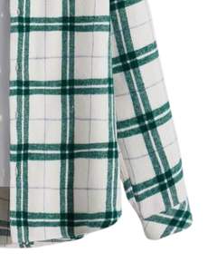 Chemise en flanelle à carreaux pour homme, personnalisée par le fabricant, blanc et vert, boutonnée, manches longues, décontractée, style chemise d'hiver chaude - Product Image 6