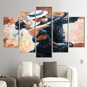Tableau imprimé sur toile : Danseurs de tango modernes pour une décoration élégante, lot de 5 pièces : encadrement mural - Product Image 1