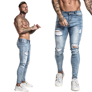 Pantalones vaqueros transpirables para hombre Primavera y otoño Agujeros rotos Elásticos, Raging Light Color Fresh D2 Jeans Pantalones para hombre - Product Image 2