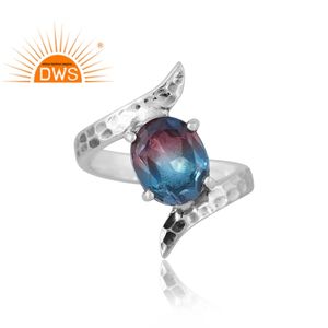 Diseño elegante Plata de ley Natural Bio Alejandrita Doublet Cuarzo Anillo de piedras preciosas Joyería personalizada para mujeres Regalo para ella - Product Image 3