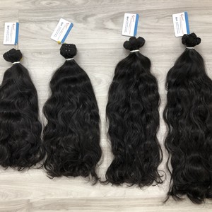 Extensions de cheveux humains vietnamiens bruts vierges non transformés Style ondulé naturel cuticule alignée Machine Double trame faisceaux - Product Image 1