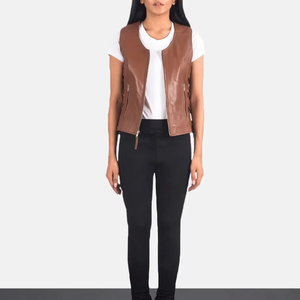 Gilet en cuir vintage 100 % coton de haute qualité pour femmes avec doublure personnalisée OEM, tailles plus grandes, vente en gros, faible MOQ - Product Image 6