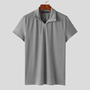 Camiseta Casual de Manga Corta para Hombre, Tejido de Punto Sólido, Ecológica, Poliéster/Algodón, Cuello Alto, Diseño con Logotipo en la Parte Delantera, 240g, Tallas S-5XL - Product Image 6