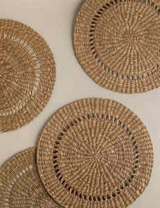 แผ่นรองจานหญ้าทะเลแบบชนบทแผ่นปูโต๊ะทรงกลมทำด้วยมือแผ่นรองจานทอสำหรับวางบนโต๊ะในครัวและของตกแต่งงานแต่งงาน - Product Image 2