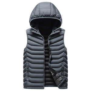 High Quality Men's <b>Hooded</b> Quilted Puffer Vest Thermal Sleeveless <b>Body</b> <b>Warmer</b> Custom Logo Polyester/Nylon Color Blocked Wholesale - Product Image 2
