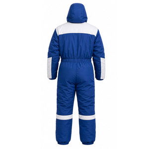 <b>Boys</b> Blue White Color Blocking Winter Snowsuit Full Length Hooded Waterproof With Side Pockets Casual Tracksuit - Product Image 3