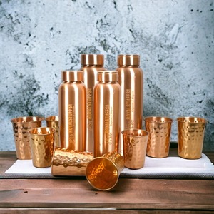 Leakproof copper <b>water</b> <b>bottle</b> with seamless body and fine polished finishing for Ayurveda based healthy lifestyle - Product Image 5
