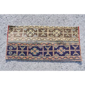 Vintage Turkish 17 X 35 ft <b>Boho</b> Blue Brown Woven Wool Area <b>Rug</b> Handmade Patchwork Rectangle Design for Living Bamboo Silk Latex - Product Image 4