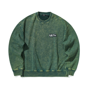 Sudadera informal de invierno de gran tamaño con hombros caídos y lavado ácido de algodón 100% personalizada para hombre, Jersey desgastado con diamantes de imitación - Product Image 1