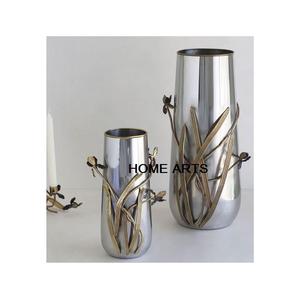 Vase à fleurs en acier inoxydable couleur argent, forme et taille personnalisées, vaisselle pour la décoration intérieure - Product Image 4