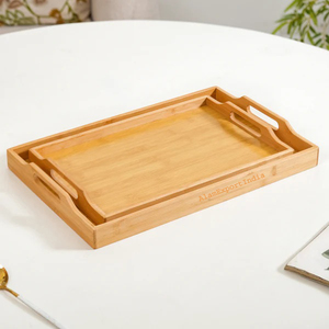 Plateau de service en bois de mangue de taille personnalisée fini naturel pour les collations plateau de service de thé indien fait à la main pour les articles de table - Product Image 1