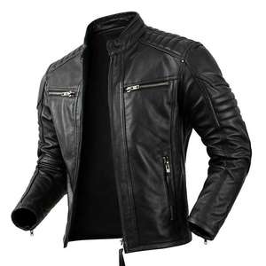 Veste en cuir véritable pour hommes en peau de vache d'hiver Marque privée personnalisée Modèle personnalisé de moto - Product Image 2
