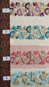 สั่งทำปักลายดอกไม้ด้วยสองสีบนผ้าตาข่ายฐานสำหรับตกแต่งเสื้อผ้าที่มีความกว้าง1.5นิ้วและขายต่อ - Product Image 5