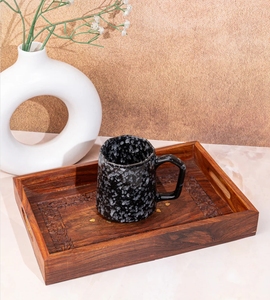 ถาดเสิร์ฟทำจากไม้ชีแฮมพร้อมถาดทองเหลืองสำหรับตกแต่งโต๊ะกาแฟถาดสี่เหลี่ยมคุกกี้ตกแต่งบ้าน - Product Image 2