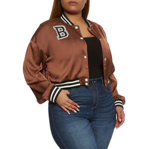 Veste de baseball classique pour femmes, logo personnalisé, veste de sport pour femmes, broderie satinée, imprimé, teinture écologique - Product Image 6