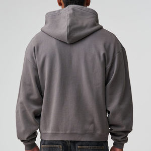 Sweat-shirts à capuche décontractés surdimensionnés en molleton français 100% coton de haute qualité, tendance, personnalisés pour hommes, épais, GSM lourd, fermeture éclair, uni, printemps - Product Image 3