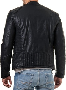 Blouson de motard en cuir d'agneau véritable noir pour hommes CUSTOM VINTAGE VRAI BRUN Vestes de moto OEM pour hommes - Product Image 2