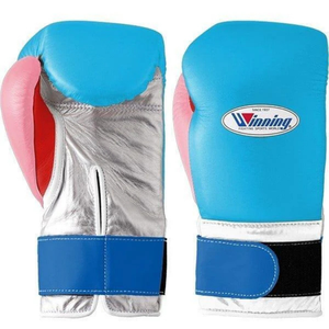 Guantes de Boxeo Profesionales de Cuero Azul Cielo, Plateado, Rosa y Rojo, con Velcro en la Muñeca, para Entrenamiento y Sparring - Product Image 1