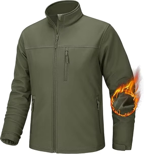 Veste de randonnée d'hiver en toile épaisse résistante à l'eau pour hommes-Coupe-vent Softshell à col montant avec logo personnalisé - Product Image 1