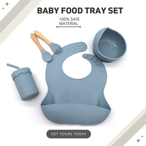 100% Safe Material <b>Silicone</b> Baby Food Tray Set Manufacturer Baby Food Tray Set <b>Silicone</b> Baby <b>Bibs</b> With High-Quality Design - Product Image 5