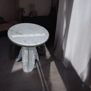 Table d'appoint de luxe moderne et antique traditionnelle en feuille de métal avec dessus en marbre finition polie personnalisable pour salon de bureau à domicile - Product Image 5