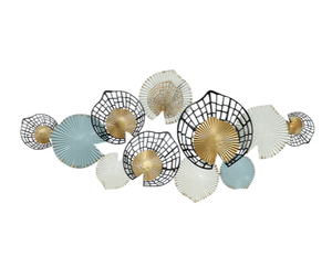 AK latón escrupulosamente bonito dorado azul blanco pétalo flores Metal pared arte para decoración del hogar colgante de pared - Product Image 4