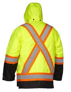 Chaqueta DE TRABAJO reflectante BrightGuard, chaquetas de seguridad ajustables con capucha extraíble para mayor versatilidad, fabricadas en Pakistán. - Product Image 2